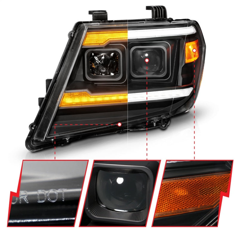 ANZO 09-20 Nissan Frontier Black Projector Plank Style DRL w/ Switchback & Sequential LED DRL - Mammoth Racing -