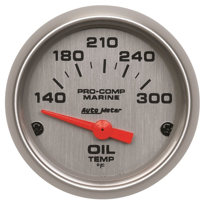 Autometer Marine Silver Ultra-Lite 2-1/16in Electric Oil Temperature Gauge 140-300 Deg F - My Store