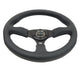 NRG Reinforced Steering Wheel (350mm / 2.5in. Deep) Blk Leather Comfort Grip w/5mm Matte Blk Spokes - My Store