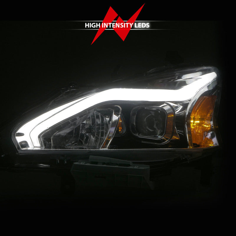 ANZO 13-15 Nissan Altima (w/o Factory HID Bulbs) Projector Headlights - w/ Light Bar Chrome Housing - Mammoth Racing -
