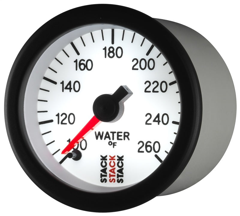 Autometer Stack 52mm 100-260 Deg F 1/8in Nptf Male Pro Stepper Motor Water Temp Gauge - White - My Store