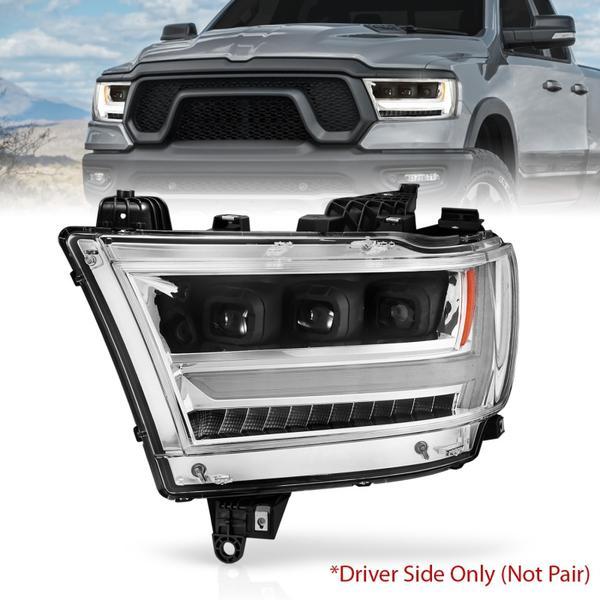 ANZO 19-20 Dodge Ram 1500 Tradesman LED Projector Headlights Plank Style w/Sequential Black (Driver) - Mammoth Racing -