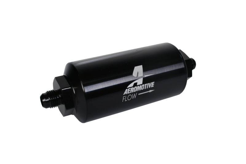 Aeromotive In-Line Filter - (AN-6 Male) 40 Micron Stainless Mesh Element Bright Dip Black Finish - My Store