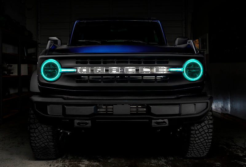 Oracle 21-22 Ford Bronco Headlight Halo Kit w/DRL Bar - Base Headlights ColorSHIFT -w/RF Controller - Mammoth Racing -