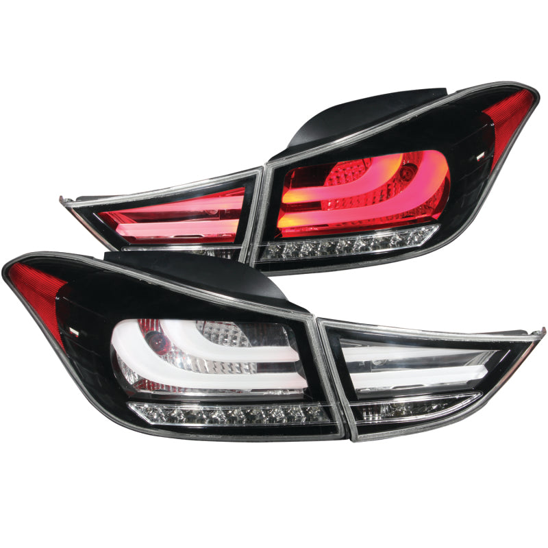 ANZO 2011-2013 Hyundai Elantra LED Taillights Black 4pc - Mammoth Racing -
