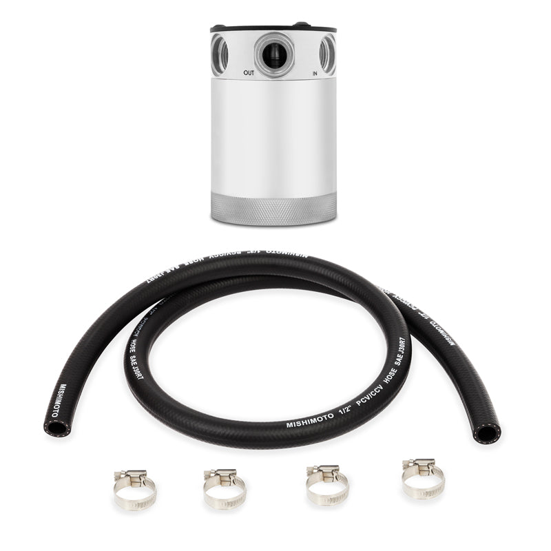 Mishimoto Compact Baffled Oil Catch Can - 3-Port - Polished - Mammoth Racing -