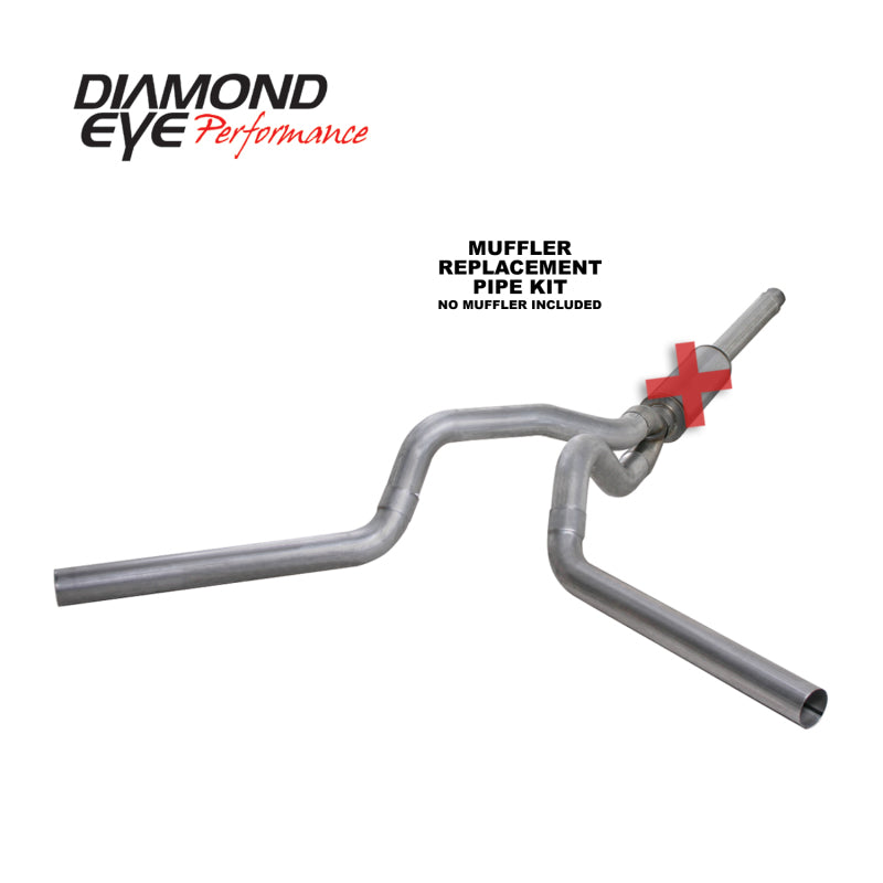 Diamond Eye KIT 4in CB MFLR RPLCMENT PIPE DUAL AL: 94-97 FORD 7.3L F250/F350 PWRSTROKE - Mammoth Racing -