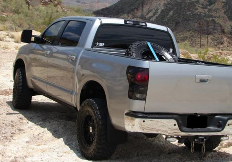N-Fab Bed Mounted Tire Carrier Universal - Gloss Black - Black Strap - Mammoth Racing -