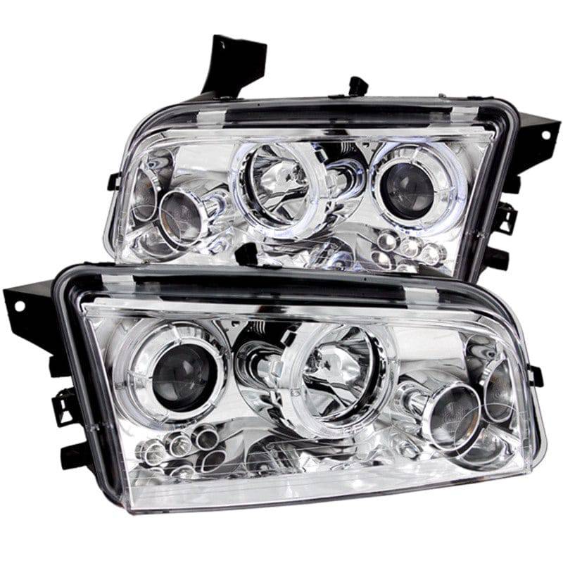 ANZO 2006-2010 Dodge Charger Projector Headlights w/ Halo Chrome - Mammoth Racing -