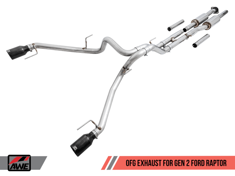 AWE Tuning 2017+ Ford Raptor 0 FG Performance Exhaust System - w/ Diamond Black Tips - My Store