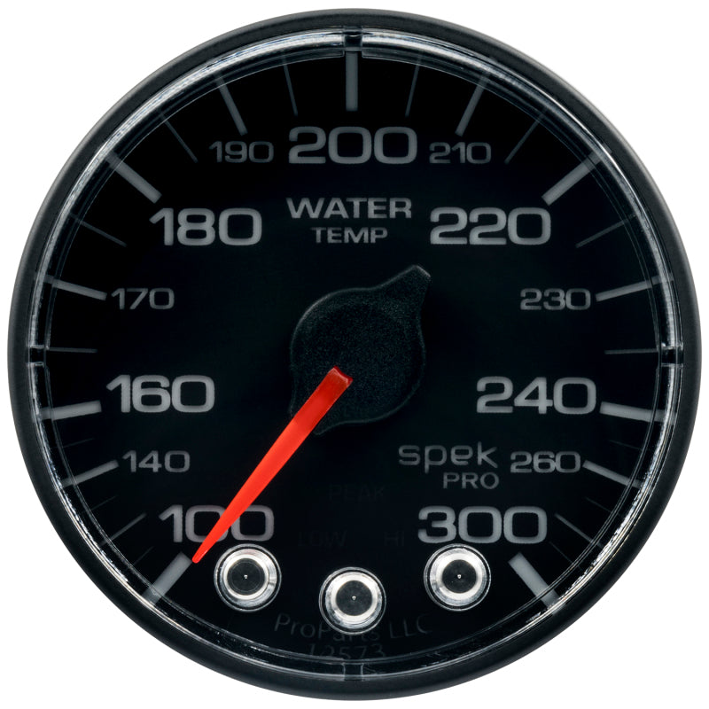 Autometer Spek-Pro Gauge Water Temp 2 1/16in 300f Stepper Motor W/Peak & Warn Blk/Blk - My Store