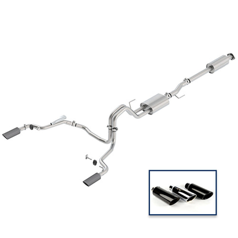 Ford Racing 15-18 F-150 5.0L Cat-Back Sport Exhaust System - Rear Exit Carbon Fiber Tips - Mammoth Racing -