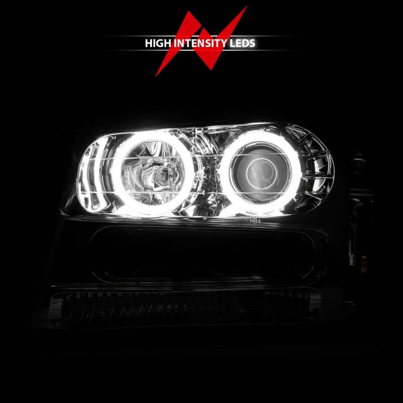 ANZO 02-09 Chevrolet Trailblazer Projector Headlights w/ Halo Chrome Housing (Non-LT Models) - Mammoth Racing -