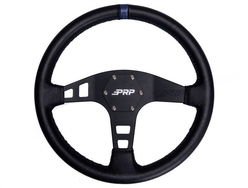 PRP Flat Leather Steering Wheel- Blue - Mammoth Racing -