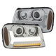 ANZO 2006-2009 Chevrolet Trailblazer Projector Headlights w/ Plank Style Design Chrome w/ Amber - Mammoth Racing -