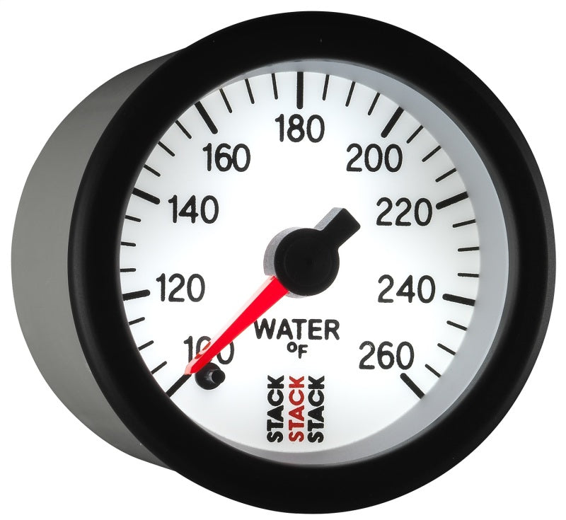 Autometer Stack 52mm 100-260 Deg F 1/8in Nptf Male Pro Stepper Motor Water Temp Gauge - White - My Store