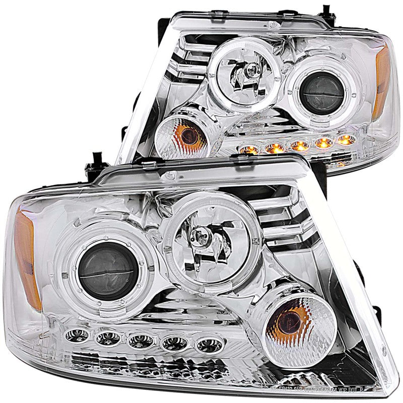 ANZO 2004-2008 Ford F-150 Projector Headlights w/ Halo and LED Chrome G2 - Mammoth Racing -