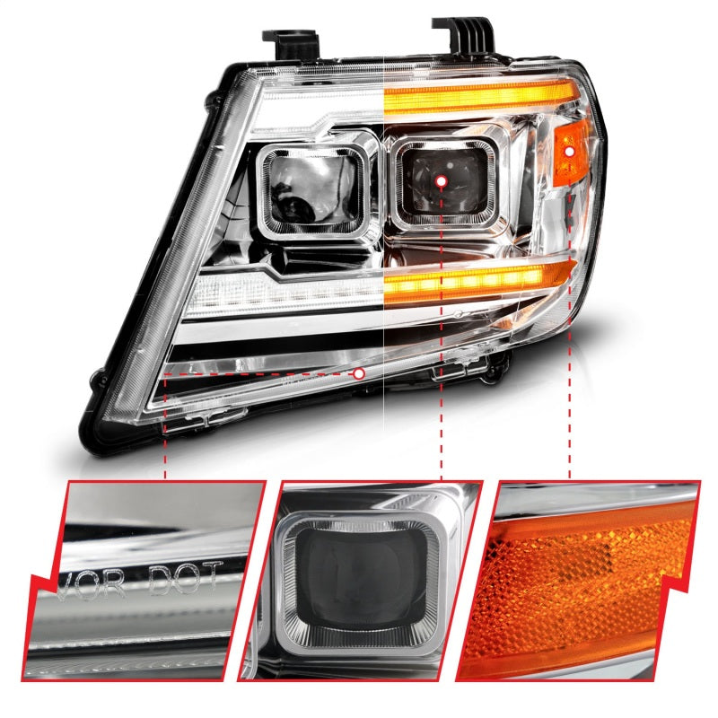 ANZO 09-20 Nissan Frontier Chrome Projector Plank Style DRL w/ Switchback & Sequential LED DRL - Mammoth Racing -