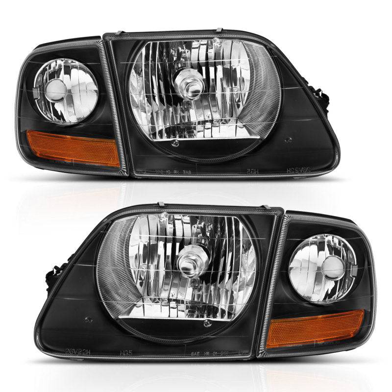 ANZO 1997-2003 Ford F150 Crystal Headlight Black w/ Parking Light - Mammoth Racing -