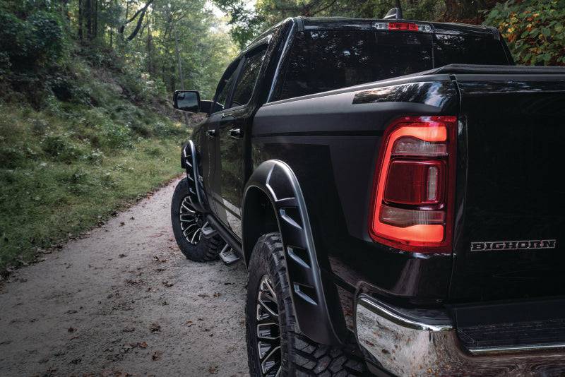 Bushwacker 19-22 Ram 1500 (Excl. Rebel/TRX) 76.3 & 67.4in Bed DRT Style Flares 4pc - Blk / Smooth - Mammoth Racing -