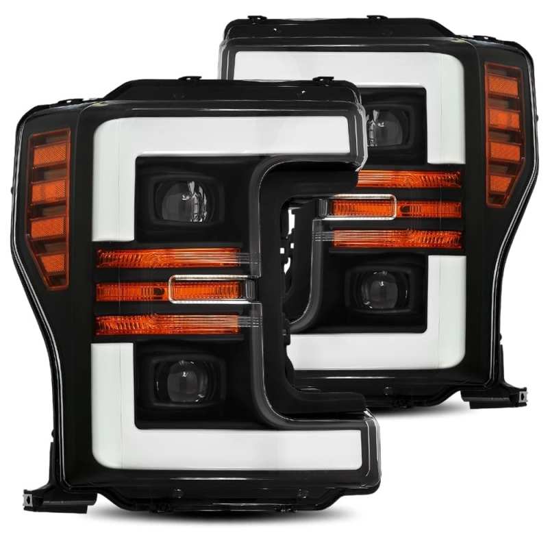 AlphaRex 17-19 Ford F-250 SD PRO-Series Proj Headlight Plnk Style Matte Blk w/Activ Light/Seq Signal - Mammoth Racing -