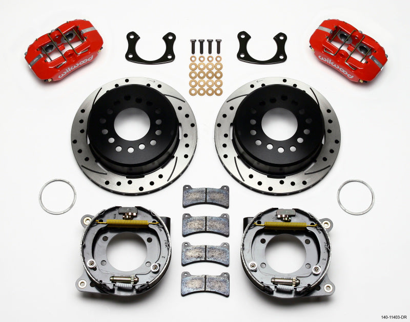 Wilwood Dynapro Low-Profile 11.00in P-Brake Kit Drill-Red Small Ford 2.50in Offset - Mammoth Racing -