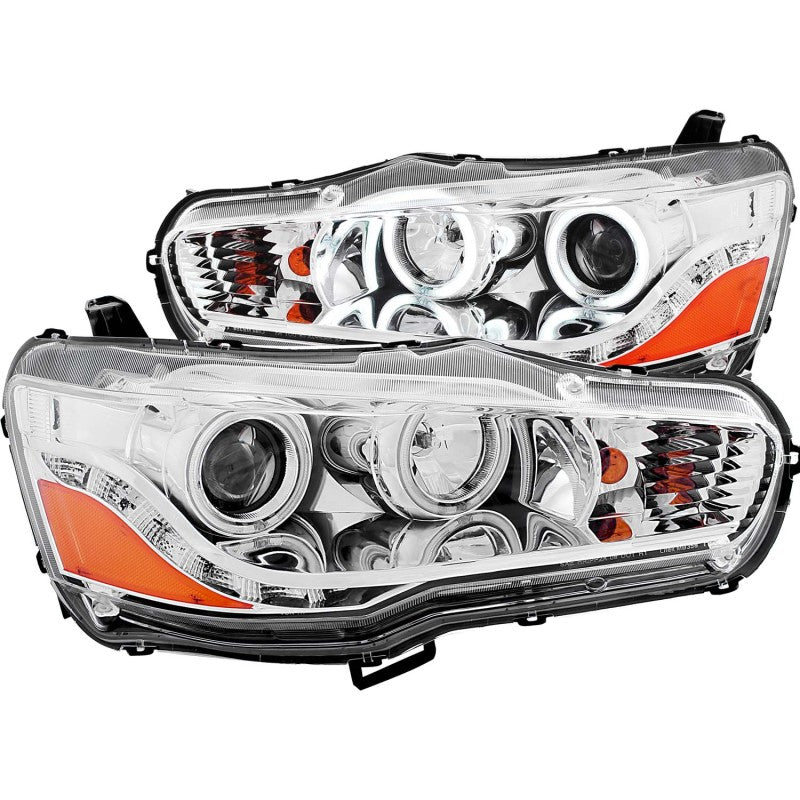 ANZO 2008-2015 Mitsubishi Lancer Projector Headlights w/ Halo Chrome (CCFL) - Mammoth Racing -