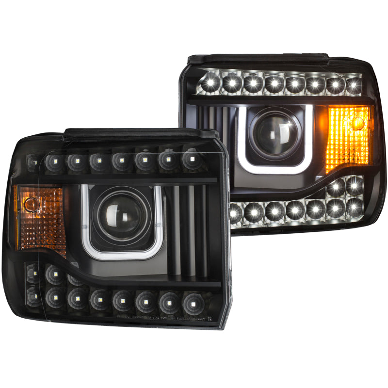 ANZO 2014-2015 Gmc Sierra Projector Headlights w/ U-Bar Black - Mammoth Racing -