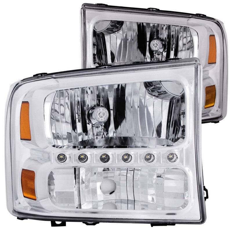 ANZO 2000-2004 Ford Excursion Crystal Headlights Chrome w/ LED 1pc - My Store