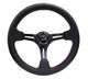 NRG Reinforced Steering Wheel (350mm / 3in. Deep) Black Leather/Red Stitch & Blk 3-Spoke w/Slits - My Store