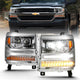 ANZO 16-18 Chevrolet Silverado 1500 LED Projector Headlights w/Plank Style Switchback Chrome w/Amber - Mammoth Racing -