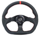 NRG Reinforced Steering Wheel (320mm) Sport Leather Flat Bottom w/ Red Center Mark/ Red Stitching - My Store