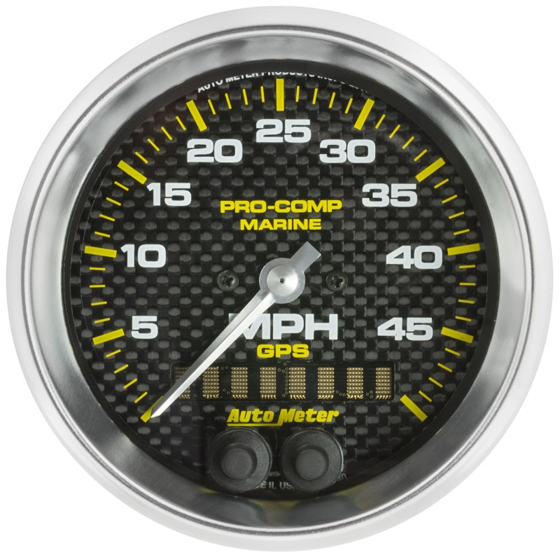 Autometer Marine Carbon Fiber 3-3/8in 50mph GPS Speedometer Gauge - My Store