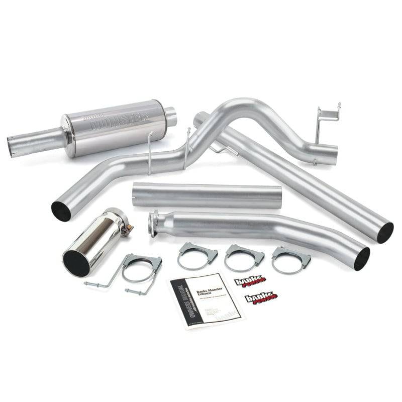 Banks Power 98-02 Dodge 5.9L Ext Cab Monster Exhaust System - SS Single Exhaust w/ Chrome Tip - Mammoth Racing -