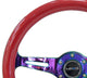 NRG Classic Wood Grain Steering Wheel (350mm) Red Grip w/Neochrome 3-Spoke Center - My Store