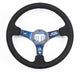 NRG Reinforced Steering Wheel (3in. Deep) Mad Mike/ 5mm Spoke /Alcantara Finish w/ Blue Stitching - My Store