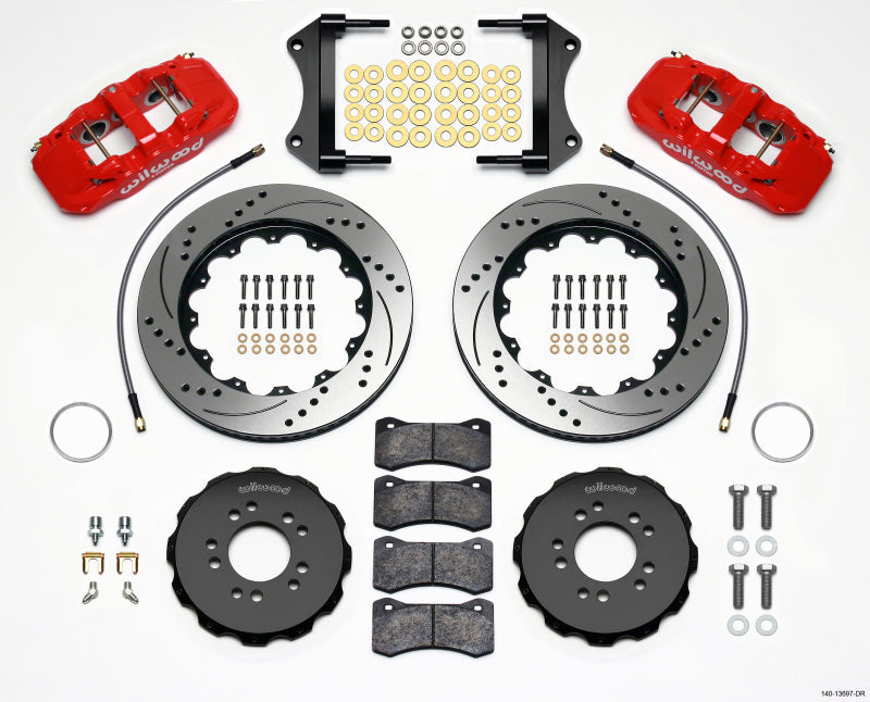 Wilwood Aero6 Front Hat Kit 14.25 Drilled Red 2014-Up Corvette C7 w/Lines - My Store