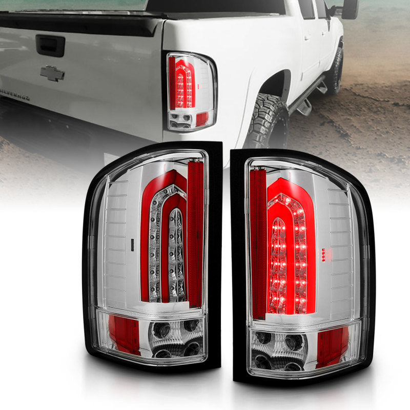 ANZO 2007-2013 Chevrolet Silverado 1500 LED Taillights Chrome - Mammoth Racing -