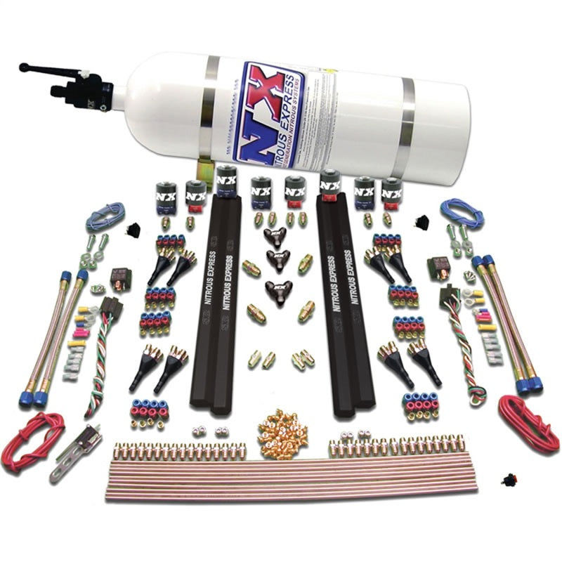 Nitrous Express SX2 Dual Stage/Alcohol - 8 Solenoid Nitrous Kit (200-1200HP) w/15lb Bottle - My Store