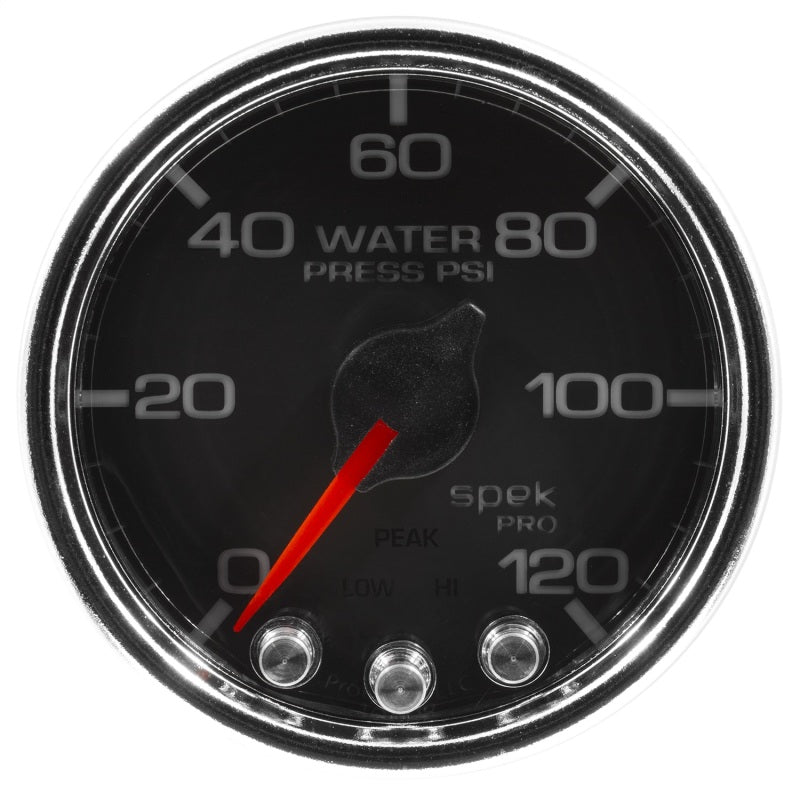 Autometer Spek-Pro Gauge Water Press 2 1/16in 120psi Stepper Motor W/Peak & Warn Blk/Chrm - My Store