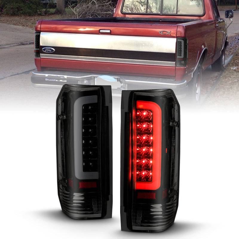 ANZO 1987-1996 Ford F-150 LED Taillights Black Housing Smoke Lens (Pair) - My Store