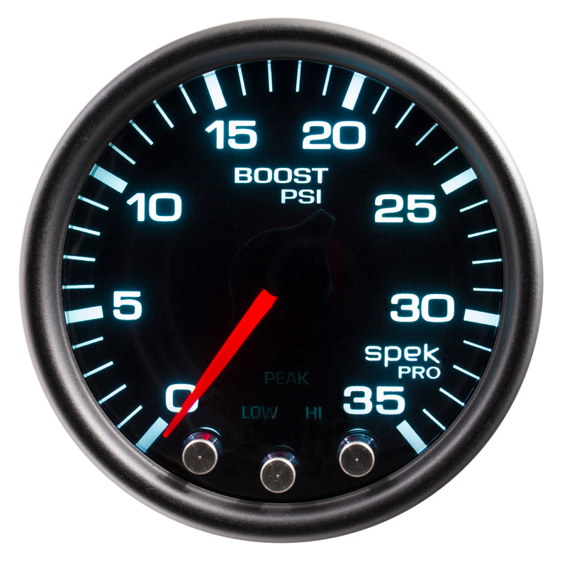 Autometer Spek-Pro Gauge Boost 2 1/16in 35psi Stepper Motor W/Peak & Warn Blacksmoke//Black - My Store
