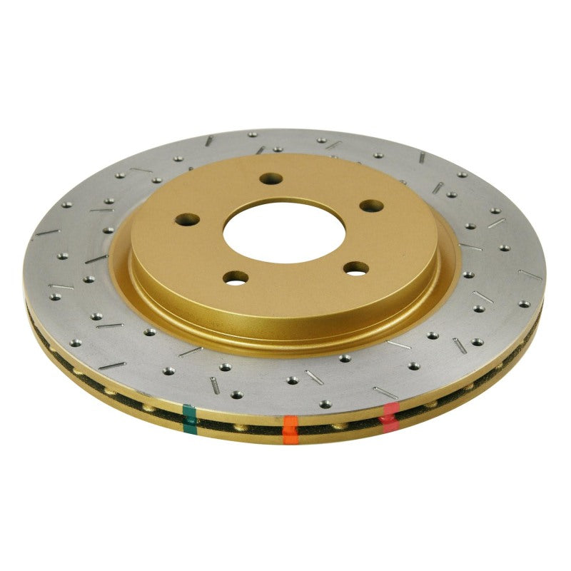 DBA 05-13 Ford Mustang GT/V6 Rear Drilled & Slotted 4000 Series Rotor w/ Gold Hat - Mammoth Racing -