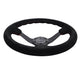 NRG Reinforced Steering Wheel (350mm / 3in. Deep) Blk Suede/Red BBall Stitch w/5mm Matte Blk Spokes - My Store