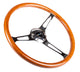 NRG Reinforced Steering Wheel (360mm) Classic Wood Grain w/Chrome Cutout 3-Spoke Center - My Store