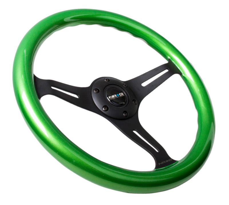 NRG Classic Wood Grain Steering Wheel (350mm) Green Pearl/Flake Paint w/Black 3-Spoke Center - My Store