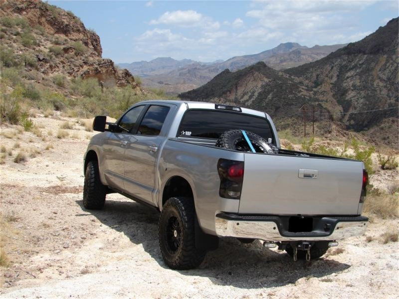 N-Fab Bed Mounted Tire Carrier Universal - Gloss Black - Black Strap - Mammoth Racing -
