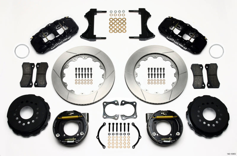 Wilwood Aero4 Rear P-Brake Kit 14.00in 58-64 Olds/Pontiac Ends 2.81in Offset - Mammoth Racing -
