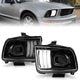 ANZO 05-09 Ford Mustang (w/Factory Halogen HL Only) Projector Headlights w/Light Bar Black Housing - Mammoth Racing -