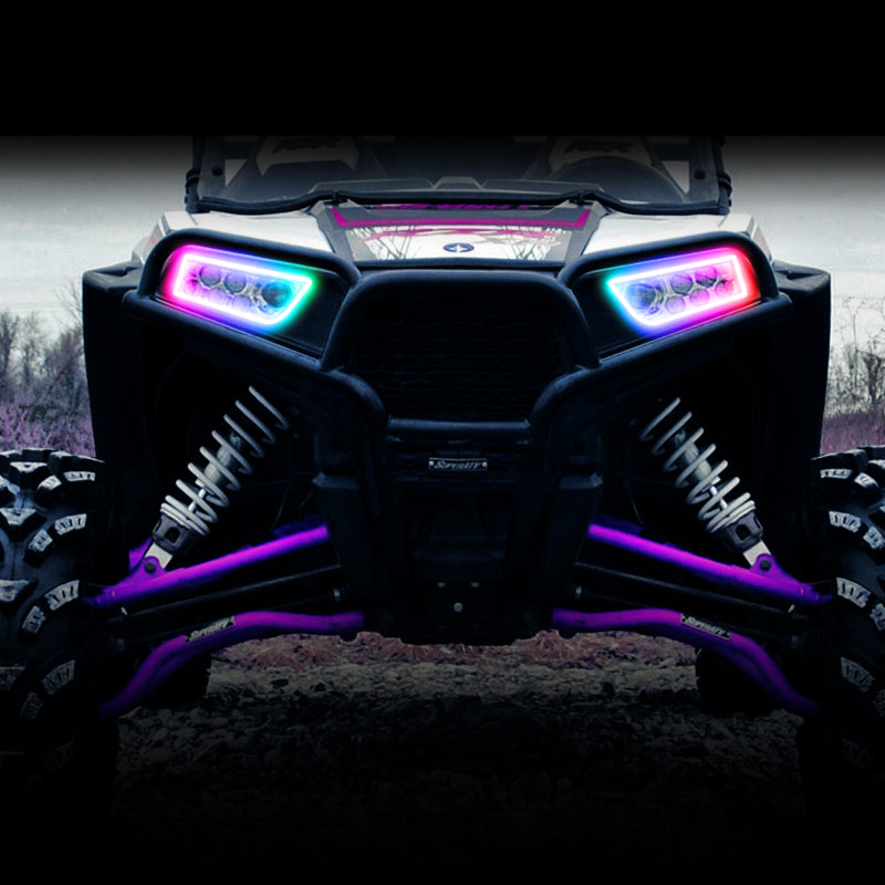 Oracle 14-21 Polaris RZR 900/1000 Turbo Dynamic RGB+A Seq Turn Signal Headlight Halo Kit- ColorSHIFT - Mammoth Racing -
